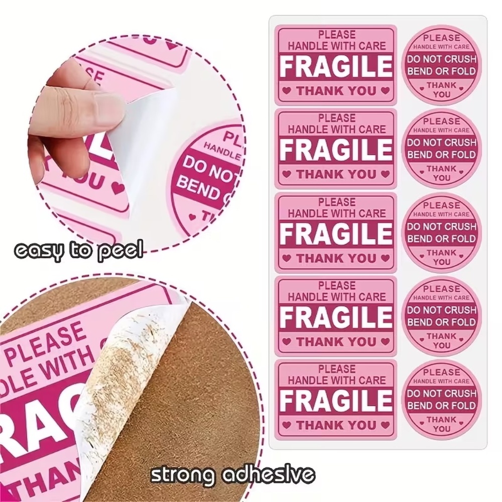 60 PC Fragile Stickers for Shipping Do Not Trample or Fold Stickers Do Not Drop - Picture 2 of 3